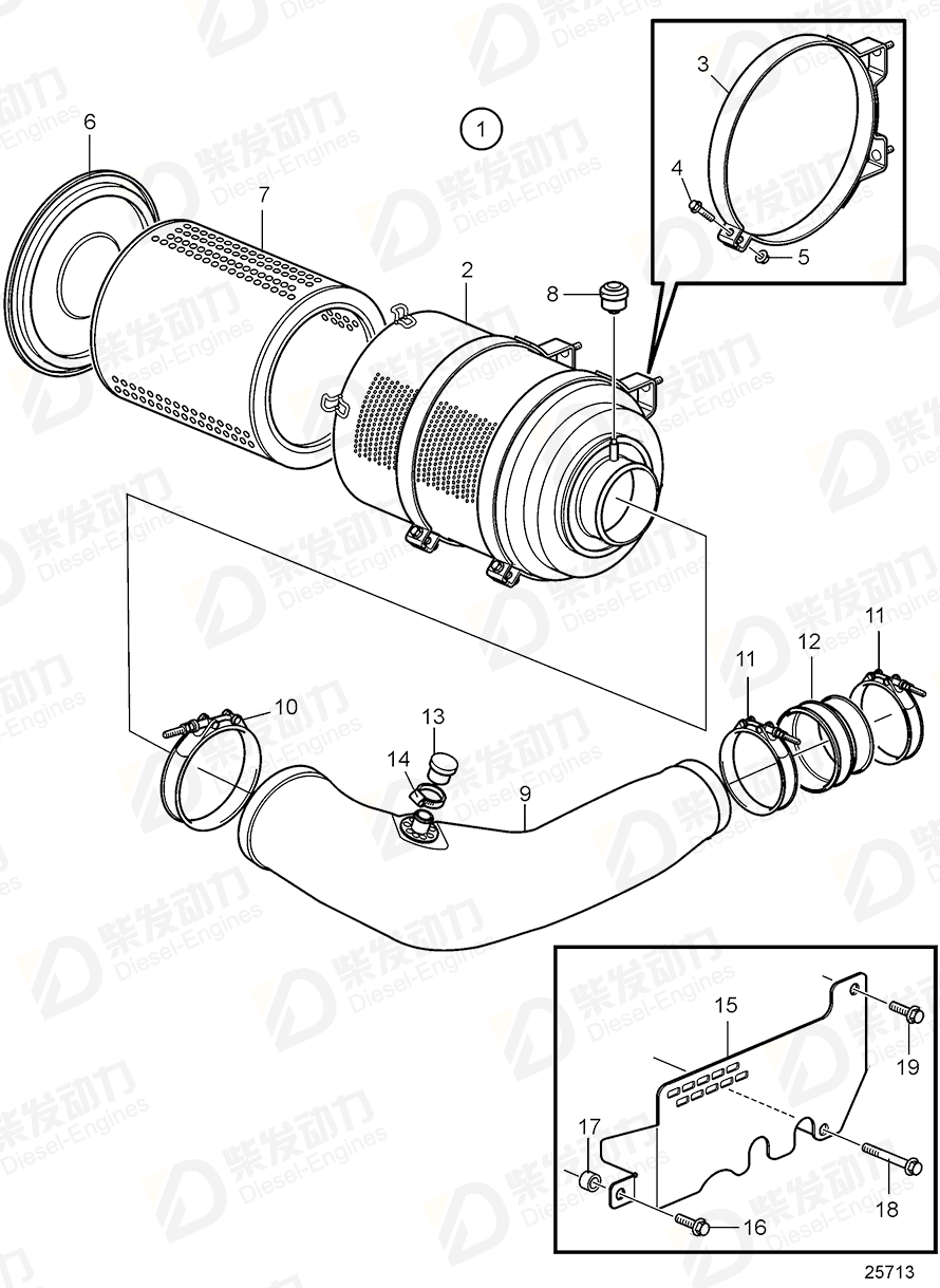 VOLVO Hose clamp 961668 Drawing VOLVO Hose clamp 961668 Drawing